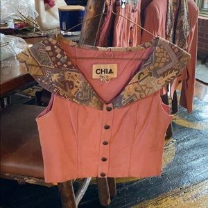 Three piece woman’s suede suit.